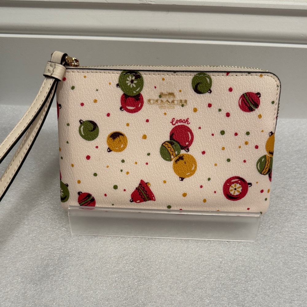 Coach holiday ornaments corner zip wristlet wallet